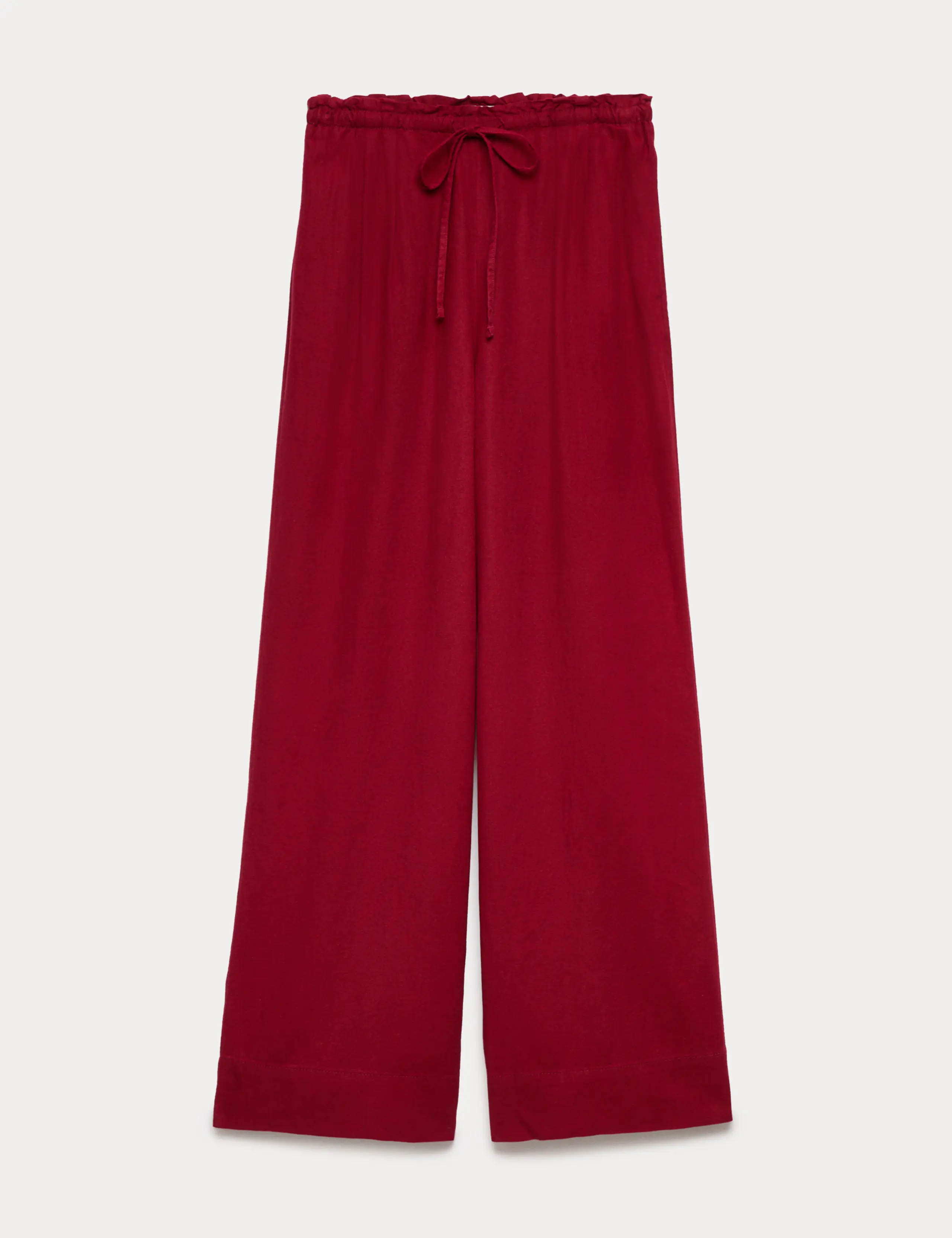 Linen Rich Drawstring Wide Leg Trousers