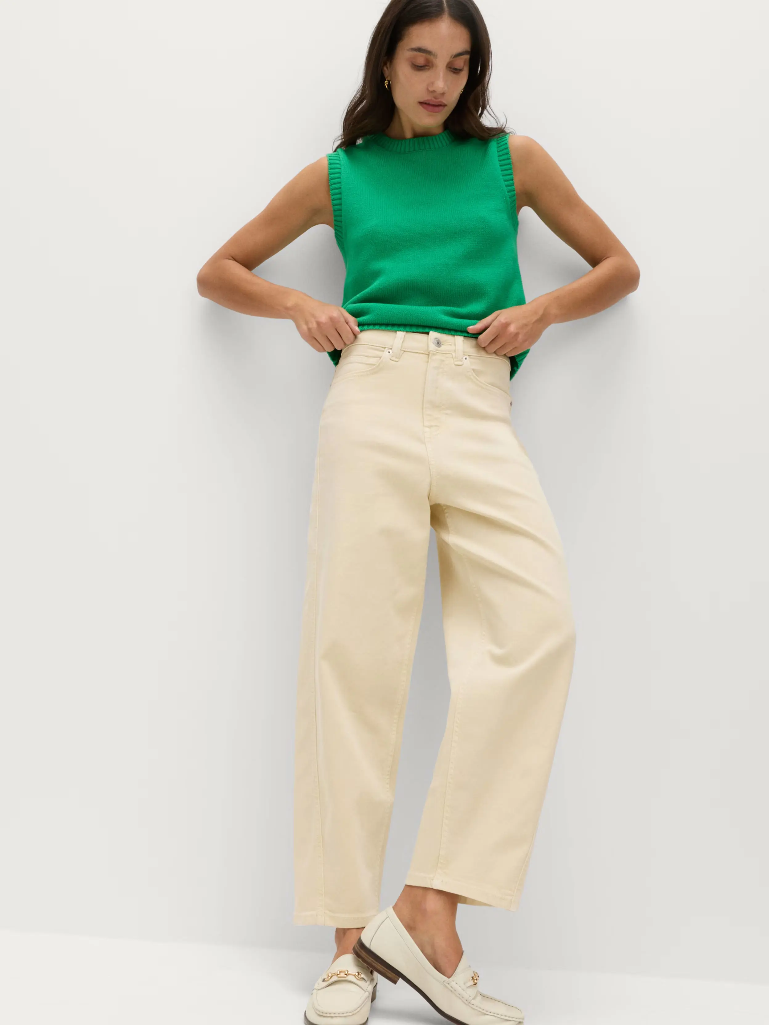 Woman in yellow jeans