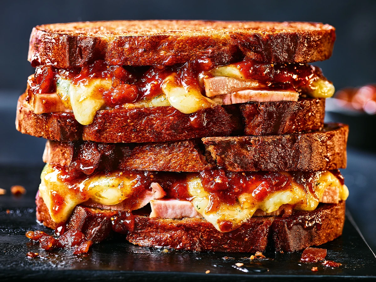 Two toasties stacked on top of each other