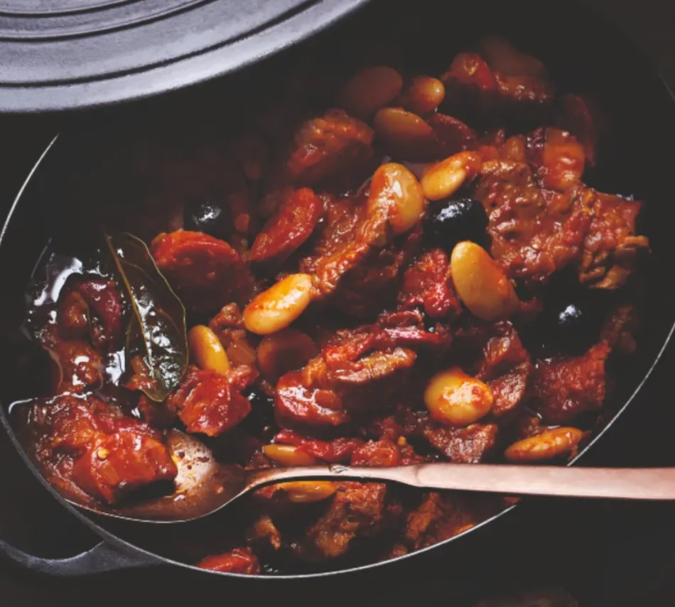 Spanish pork, chorizo and sherry stew