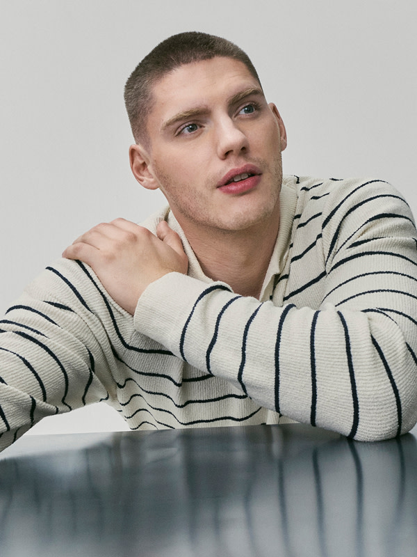 man wearing Striped Rugby Shirt
