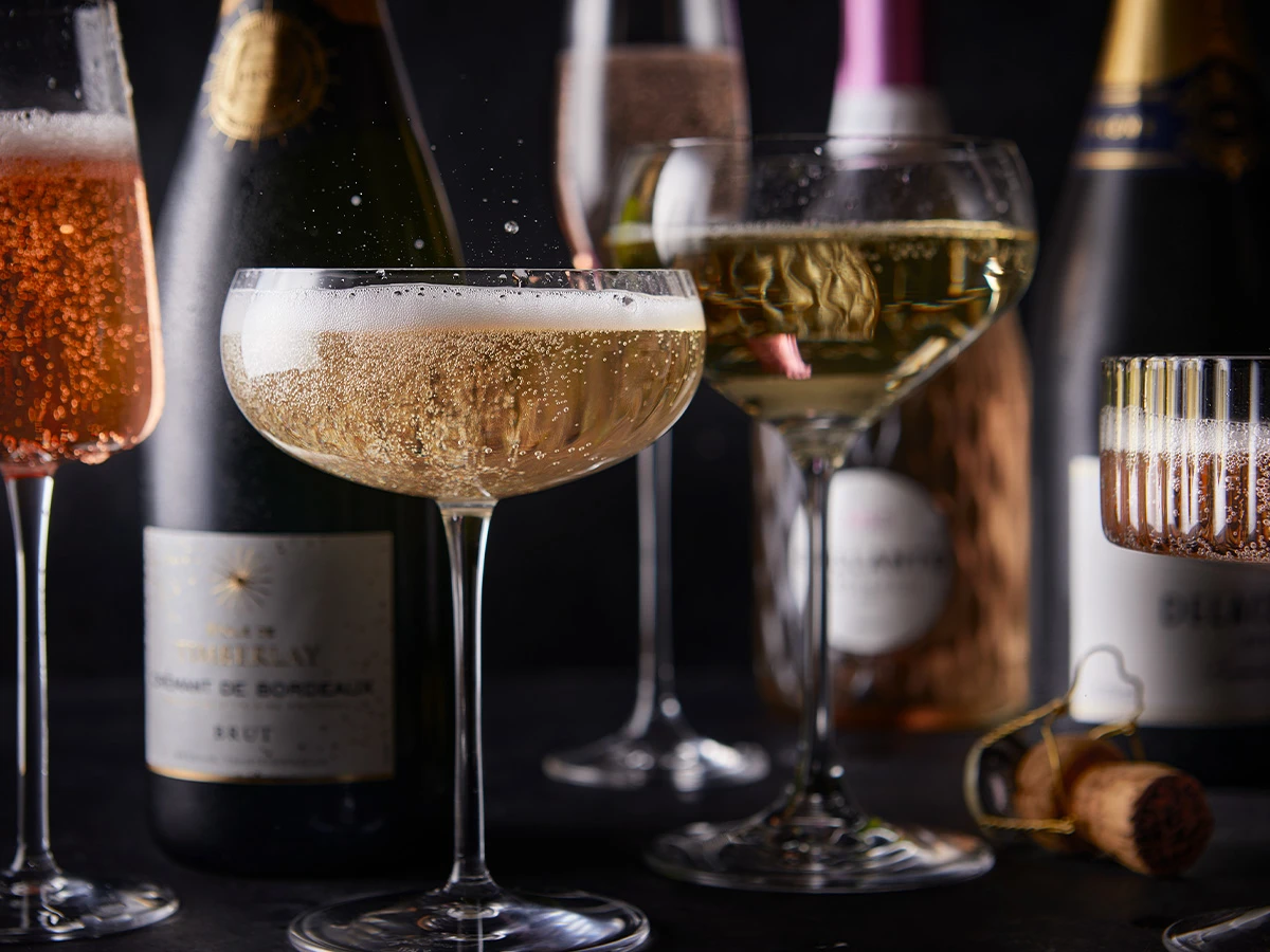 A range of sparkling wine, champagne, english sparkling and rose