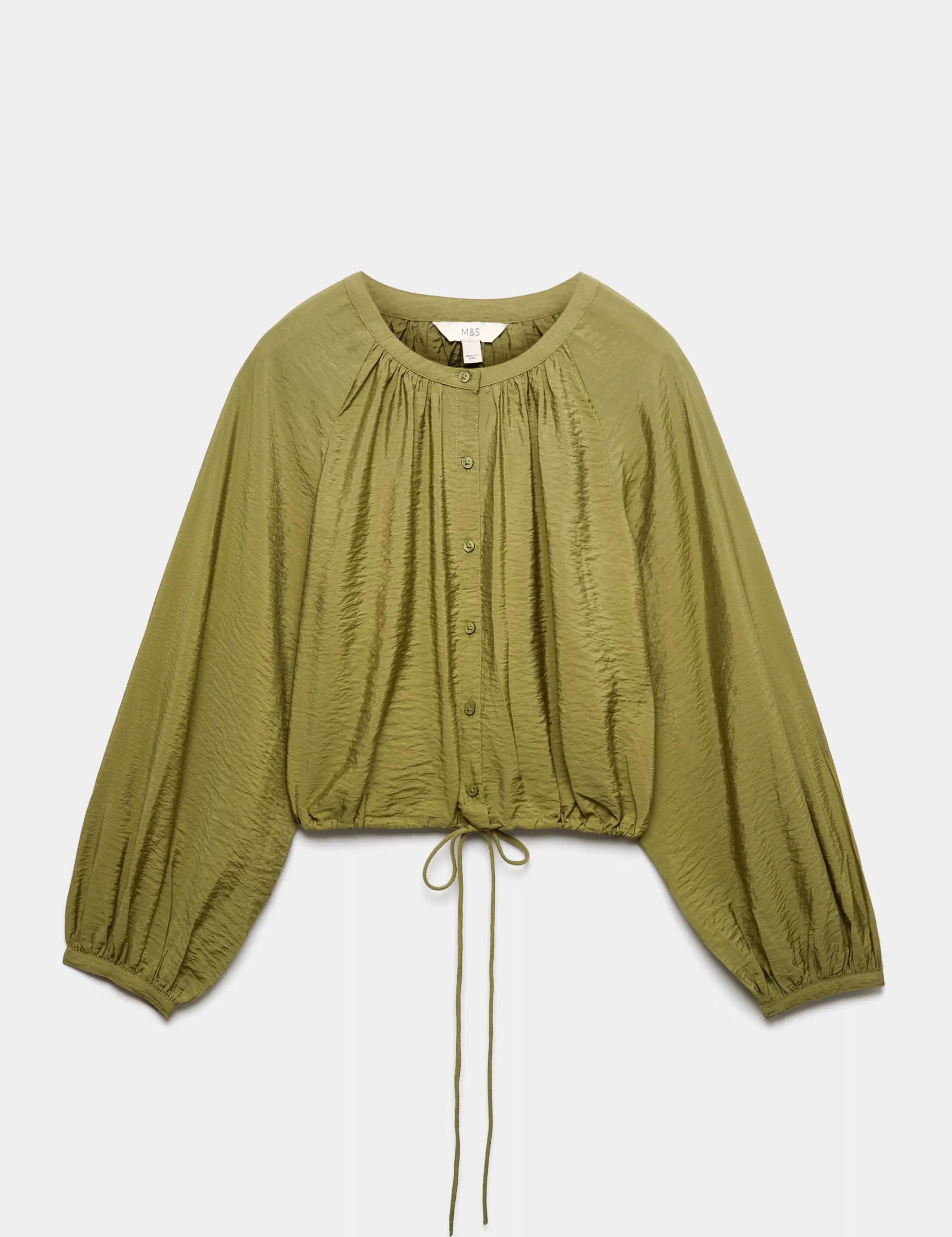 Drawstring Button Through Blouse