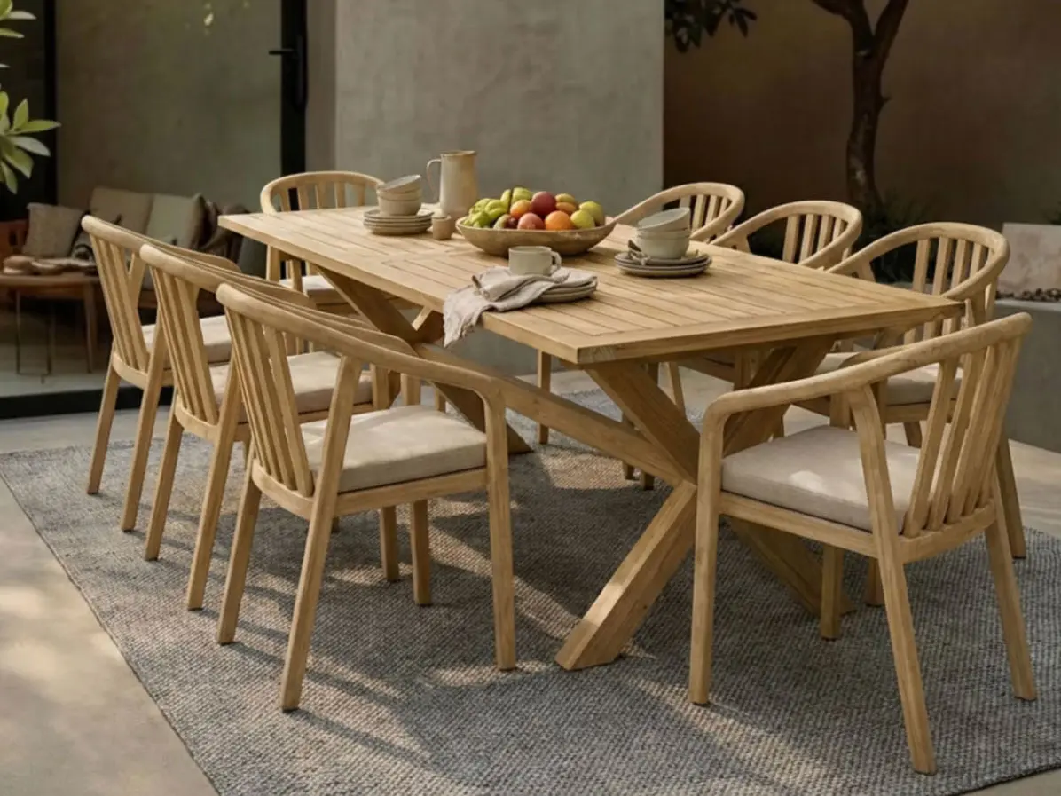Wooden outdoor dining set