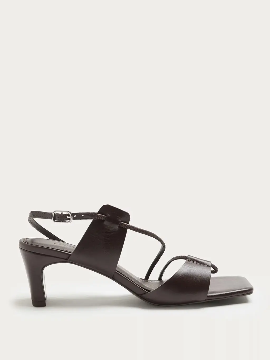 Brown leather heeled sandals
