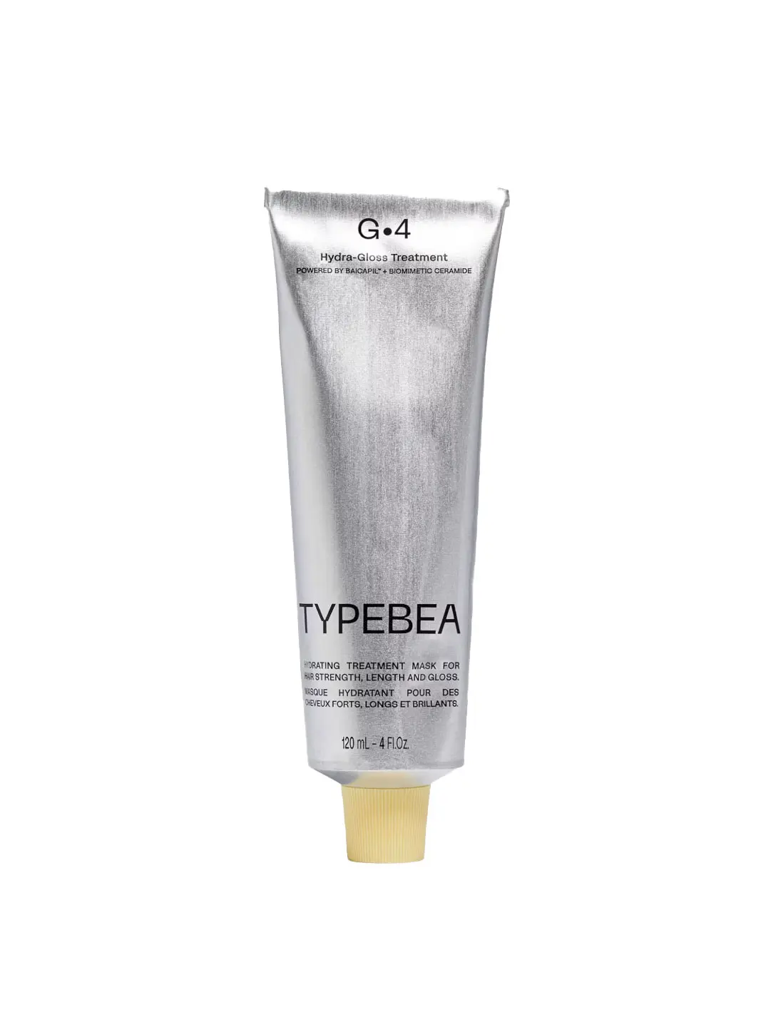 Treatment hair mask in silver tube and yellow lid