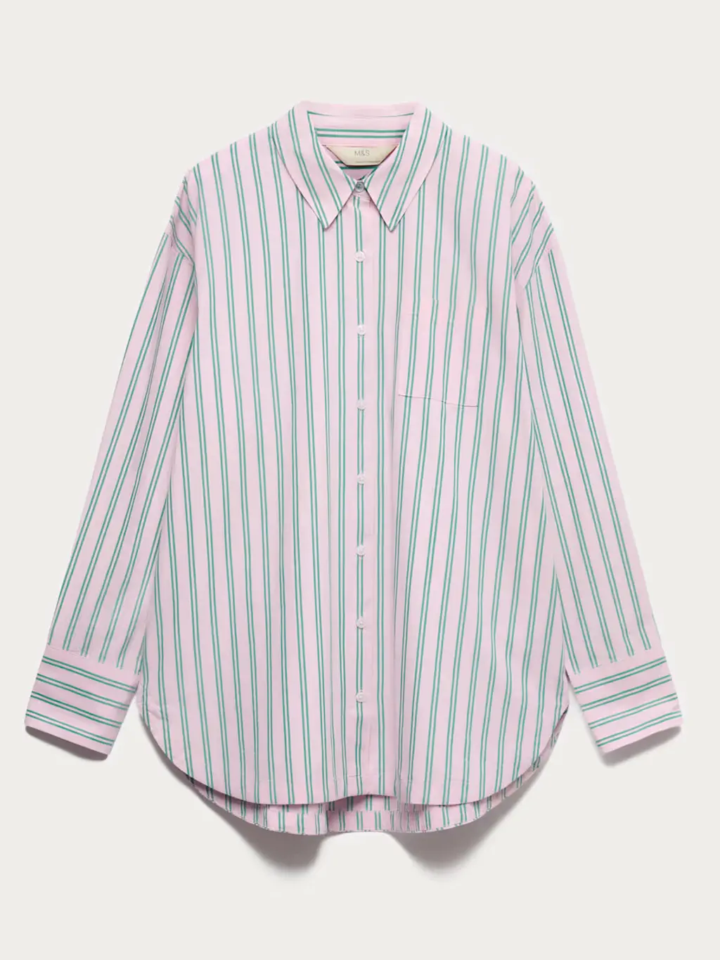 Pink and green striped cotton-poplin shirts