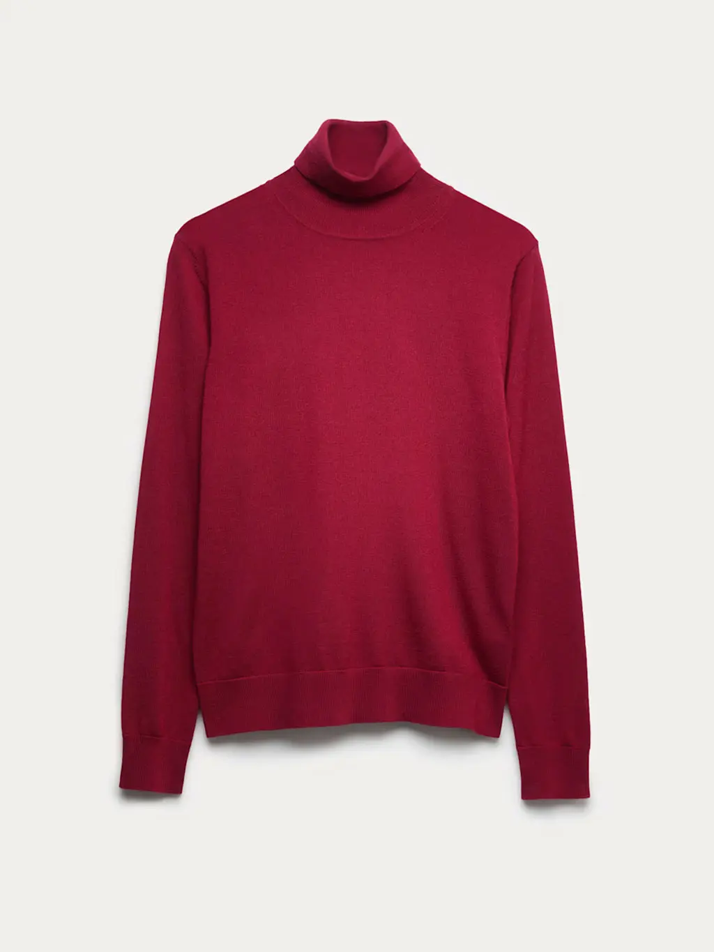 Red roll-neck jumper