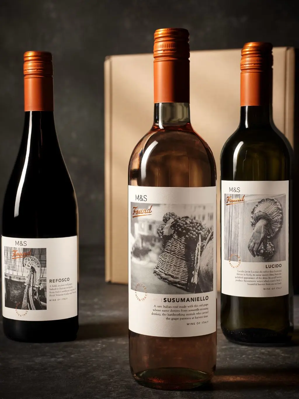 A gift box of three different M&S wines