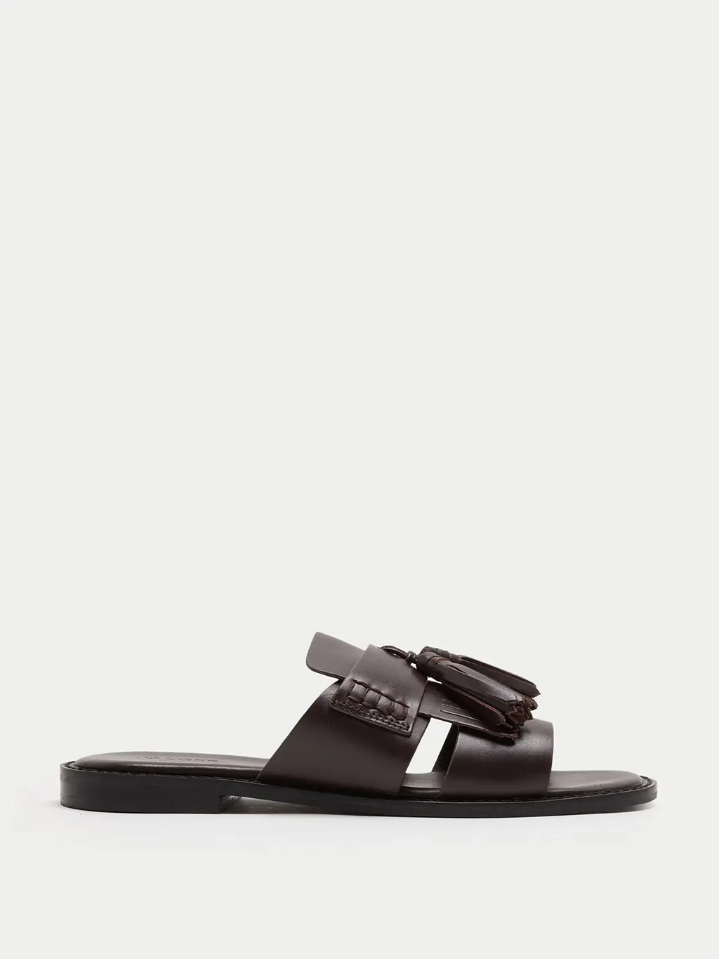 Brown leather mules