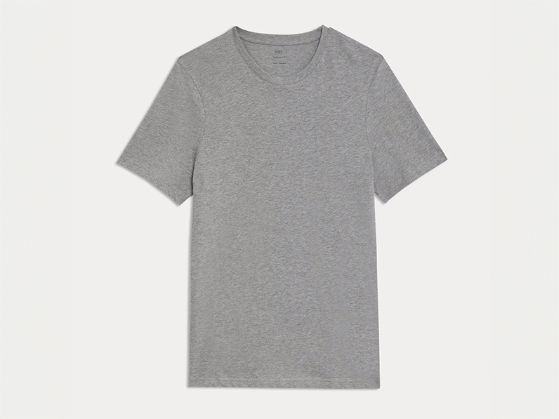 Men's grey cotton crew-neck T-shirt