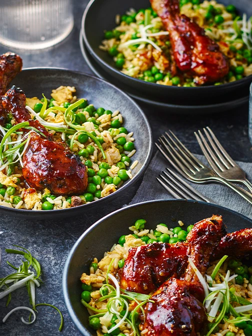Teriyaki chicken with spring onions