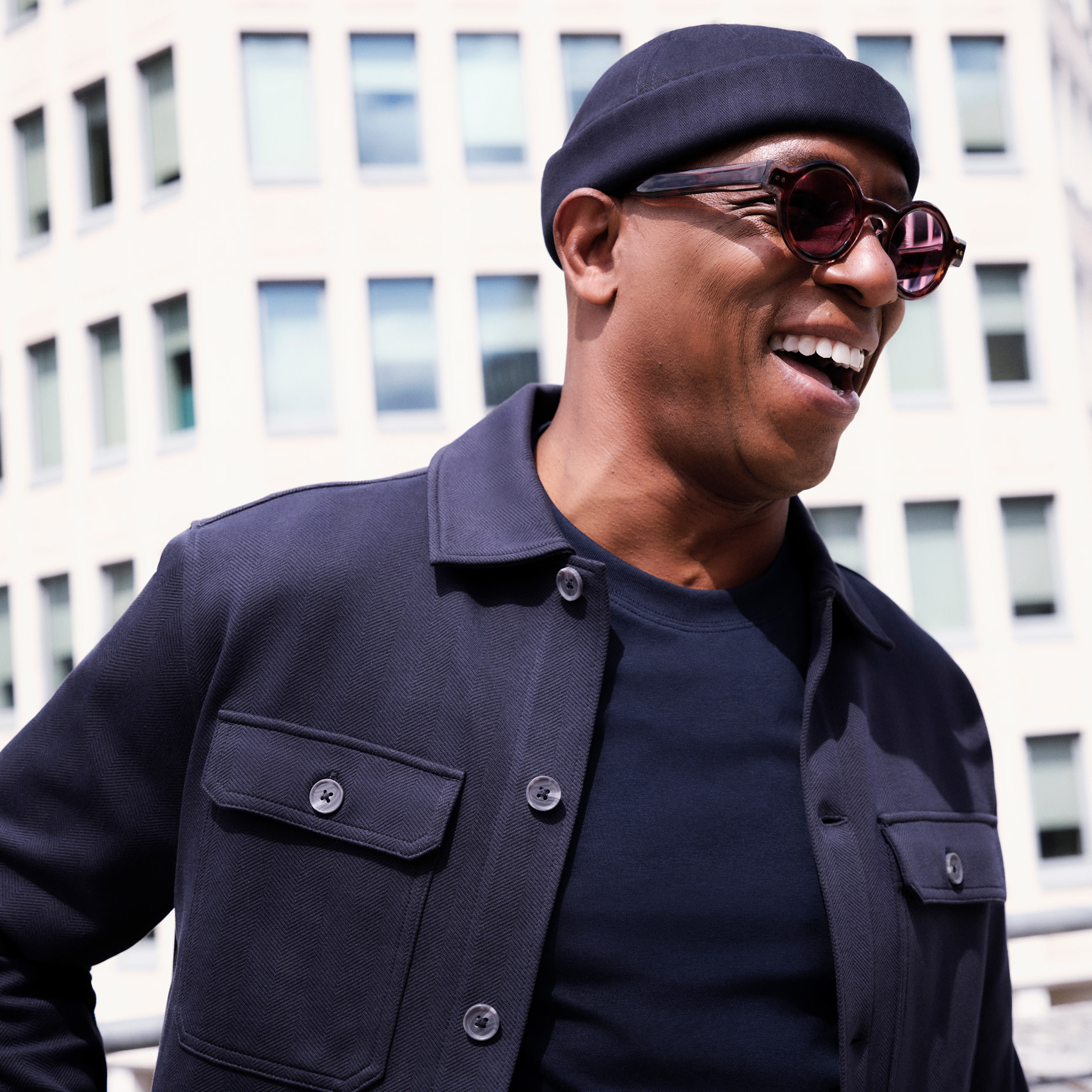 Ian wright wearing black jacket