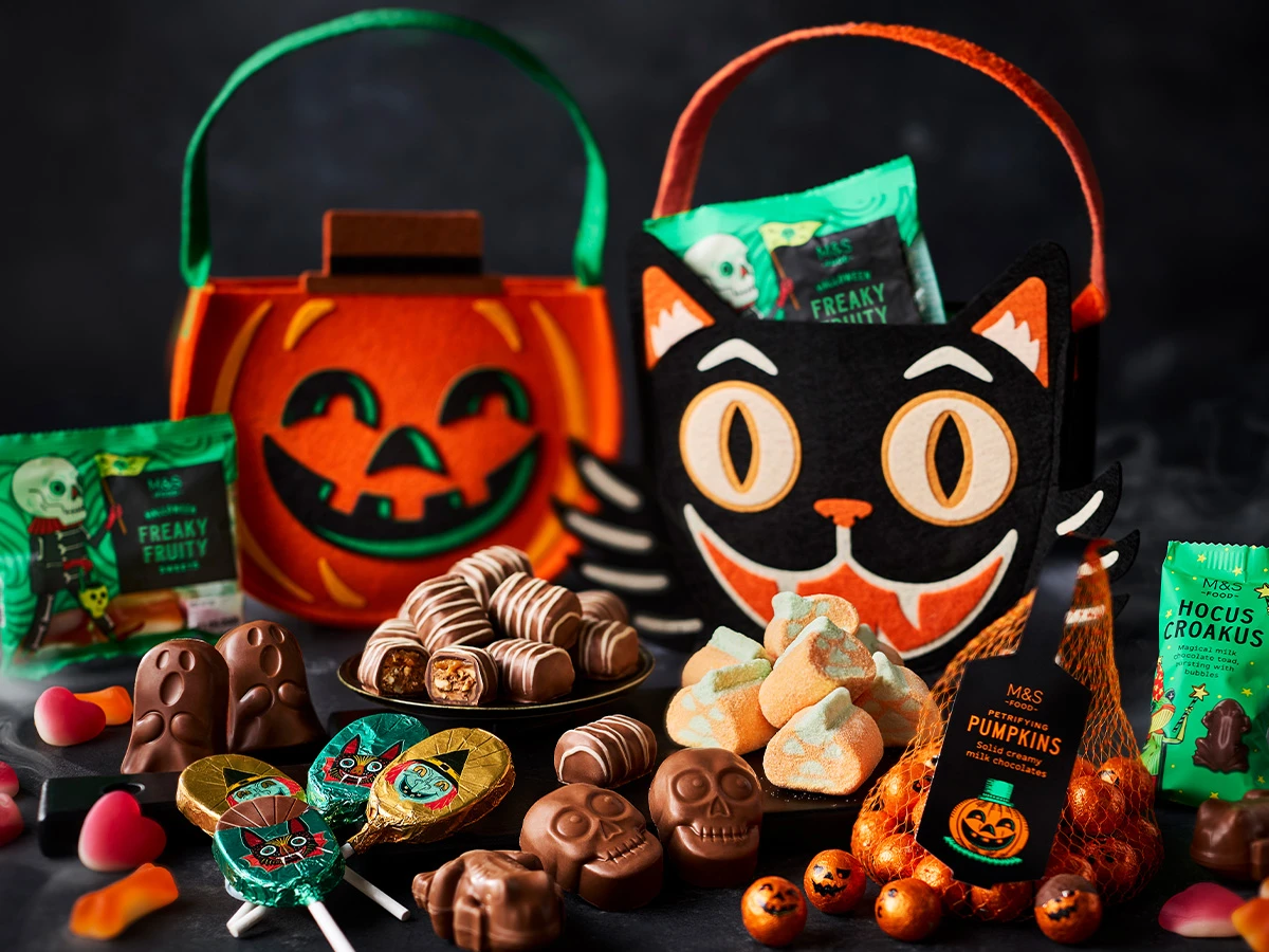 Halloween products stacked together