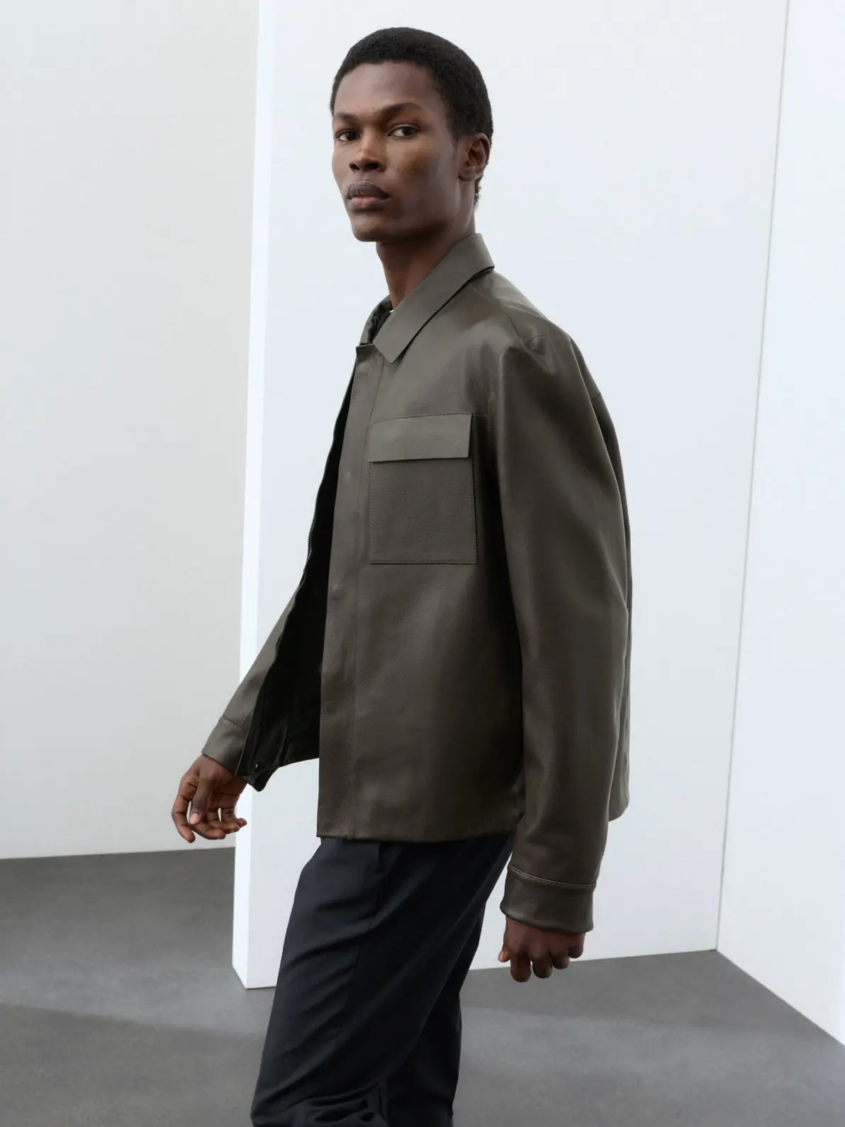 Man wearing leather jacket 