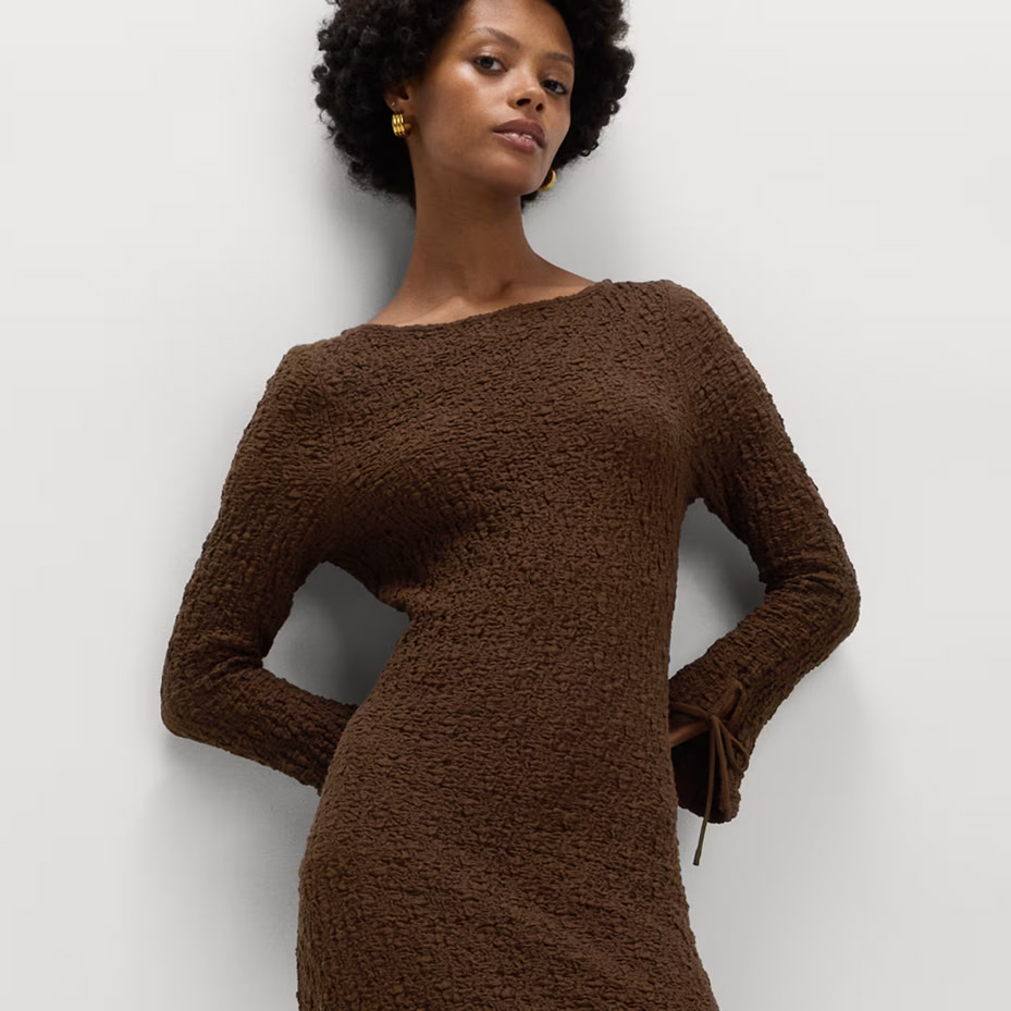 Woman in brown dress