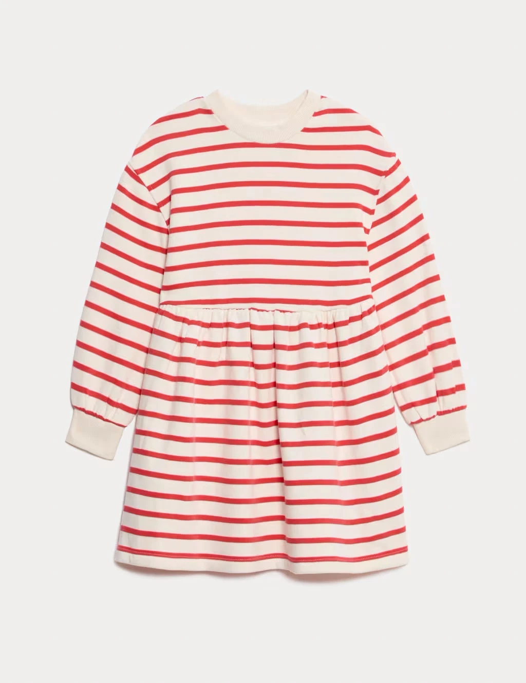 Girls' read and white striped dress