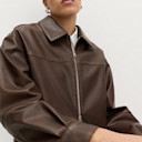 Faux Leather Bomber