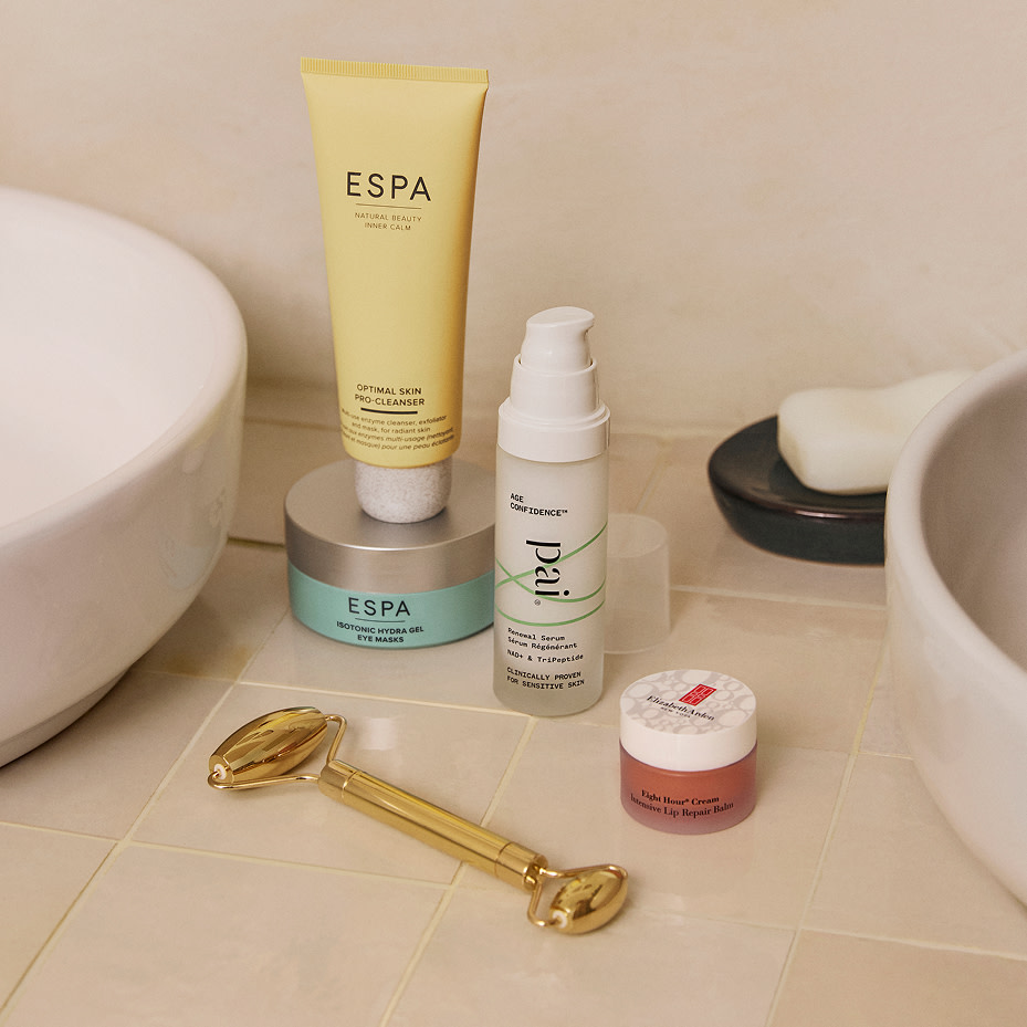 Selection of beauty products. Shop Skincare