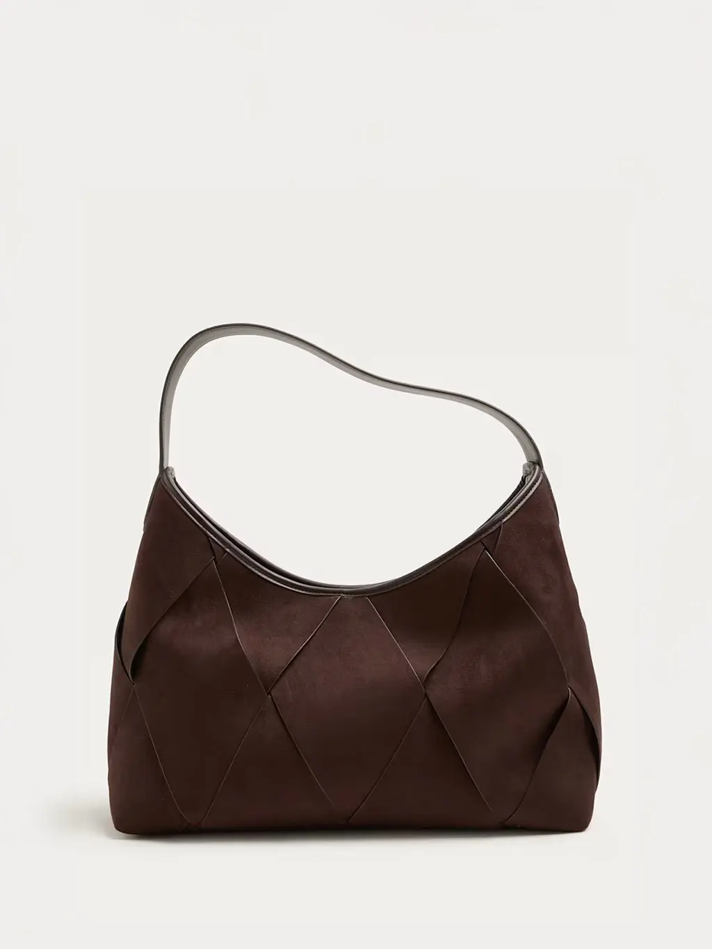 Brown faux-suede shoulder bag