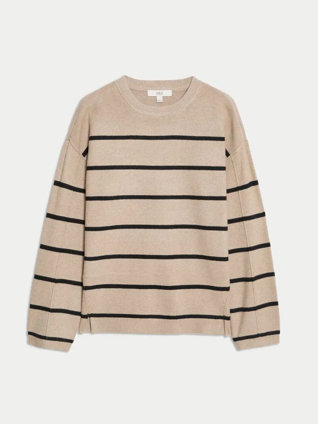 A camel and black stripe jumper by M&S