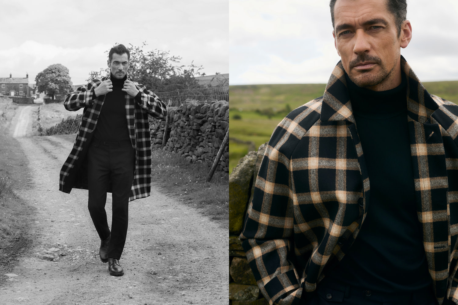 David Gandy in checked coat