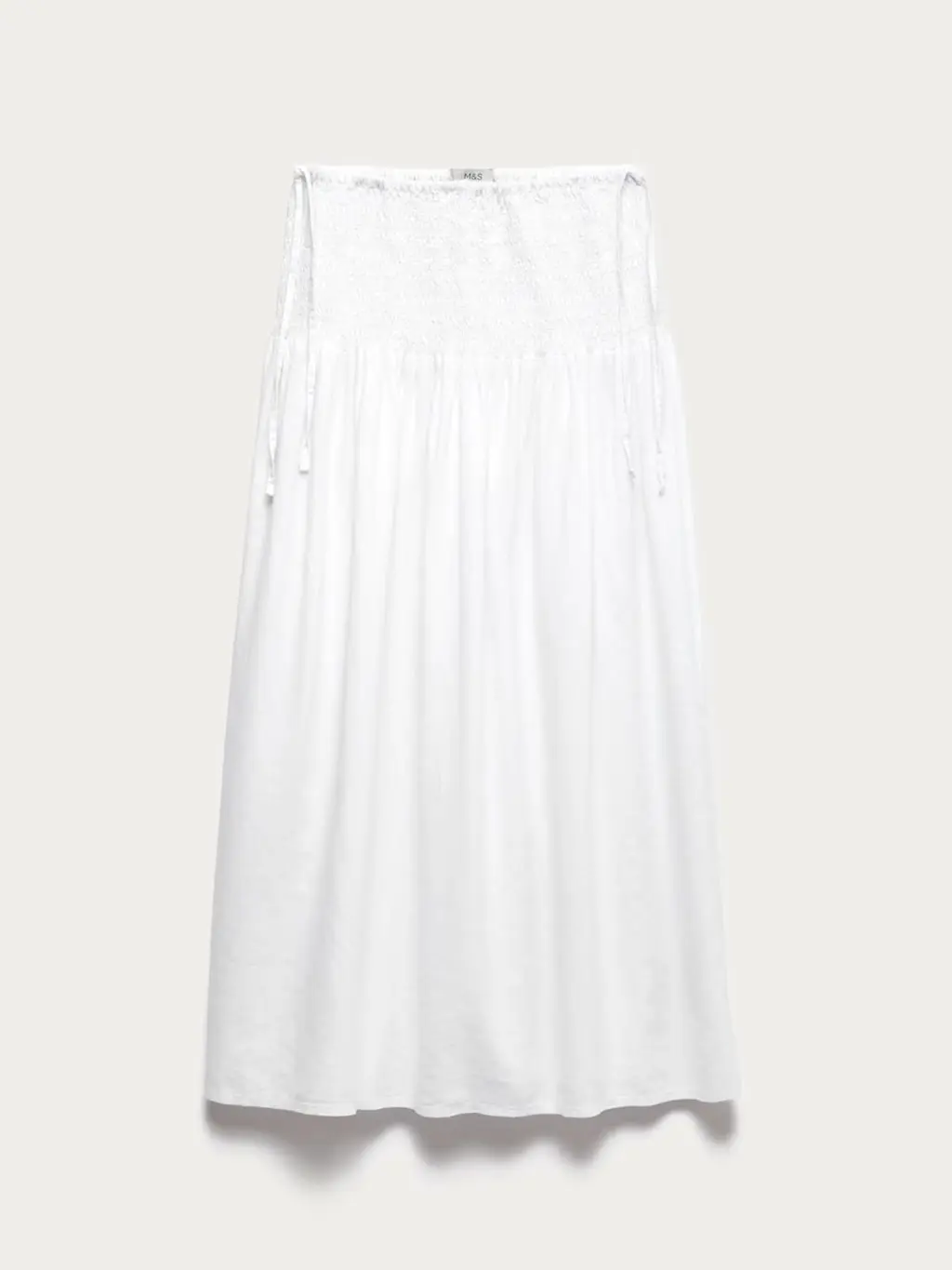 White tie-detail maxi skirt