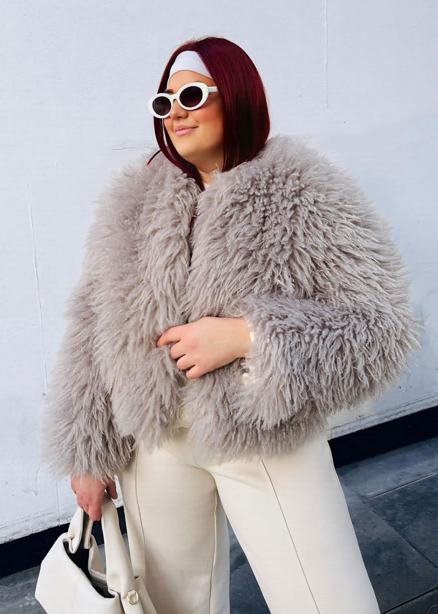 Influencer Irma Bruzaite wearing M&S winter outfit