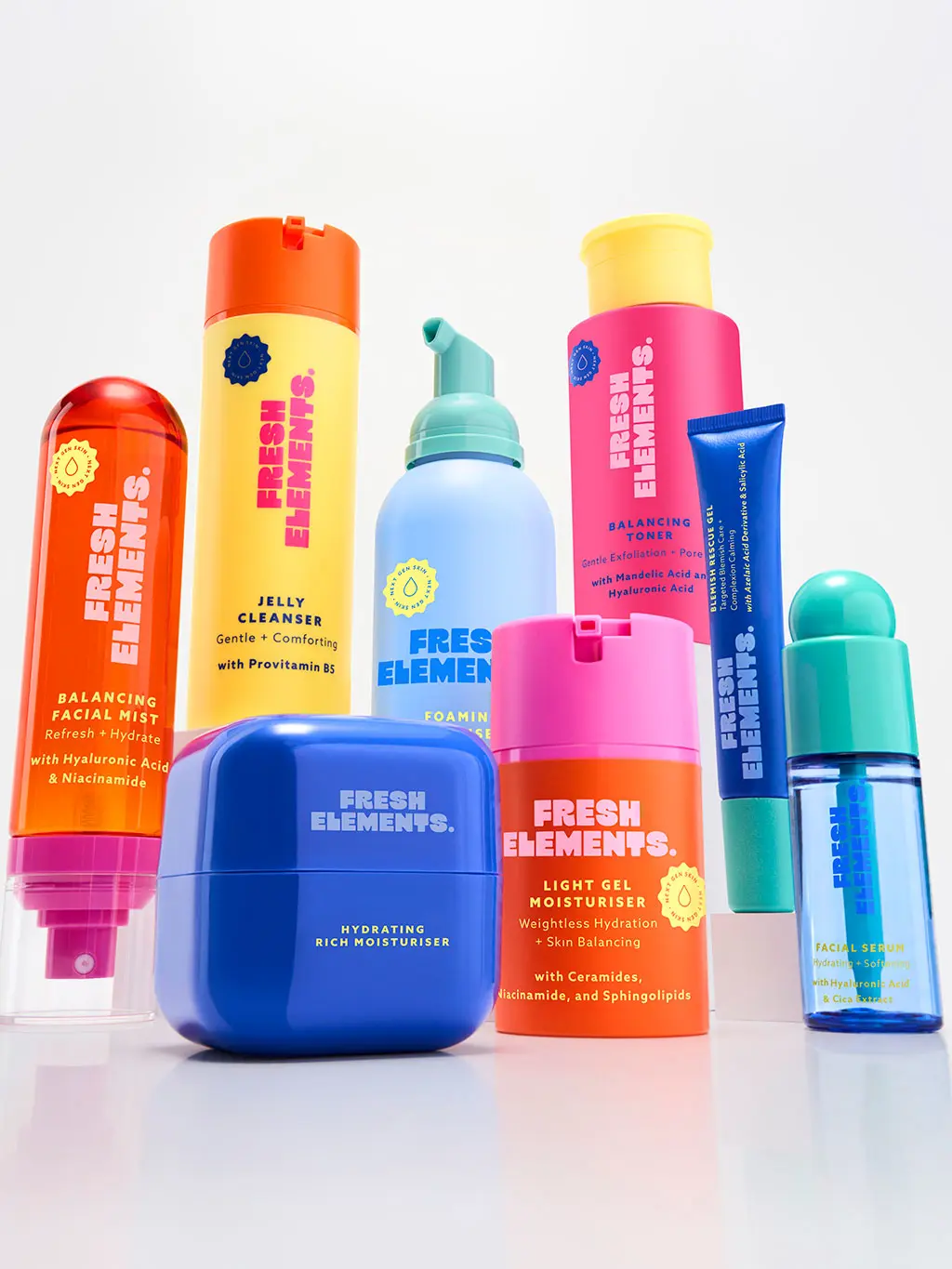 Close up of Fresh Elements skincare products