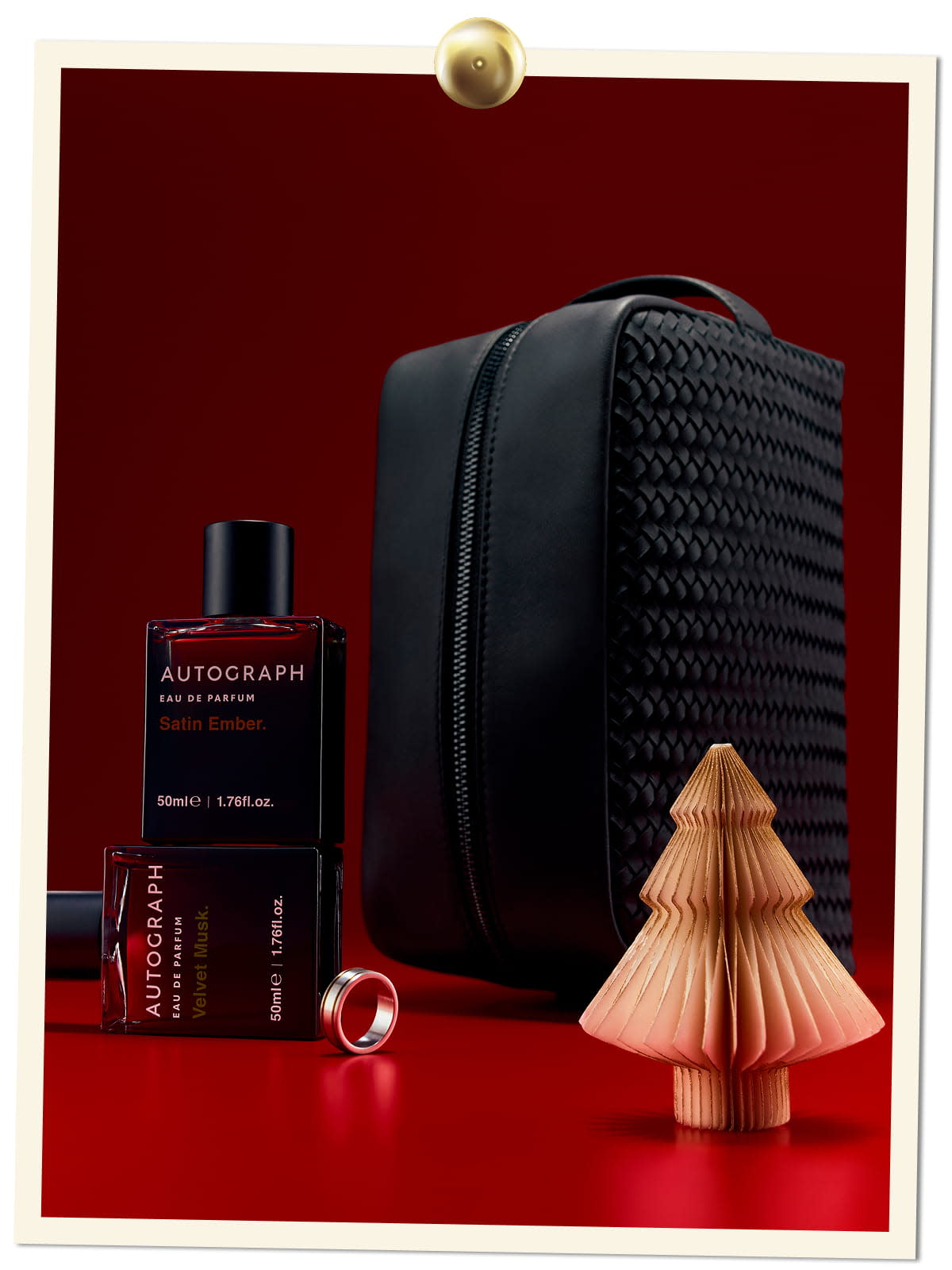 Black wash bag, cologne