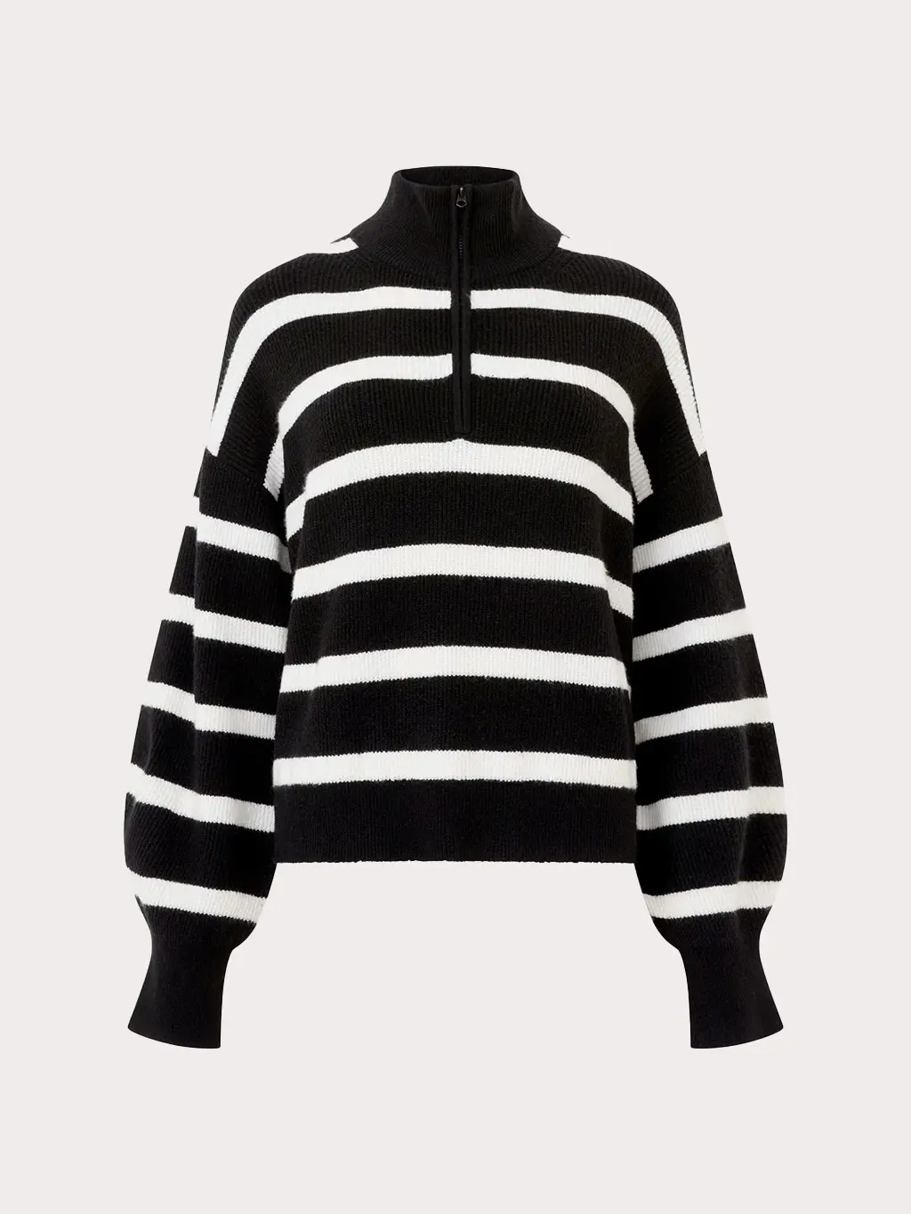 Striped funnel-neck jumper
