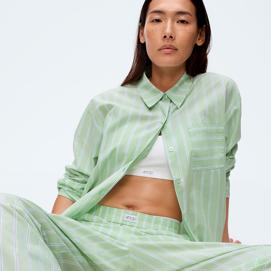 Woman wearing pyjama top