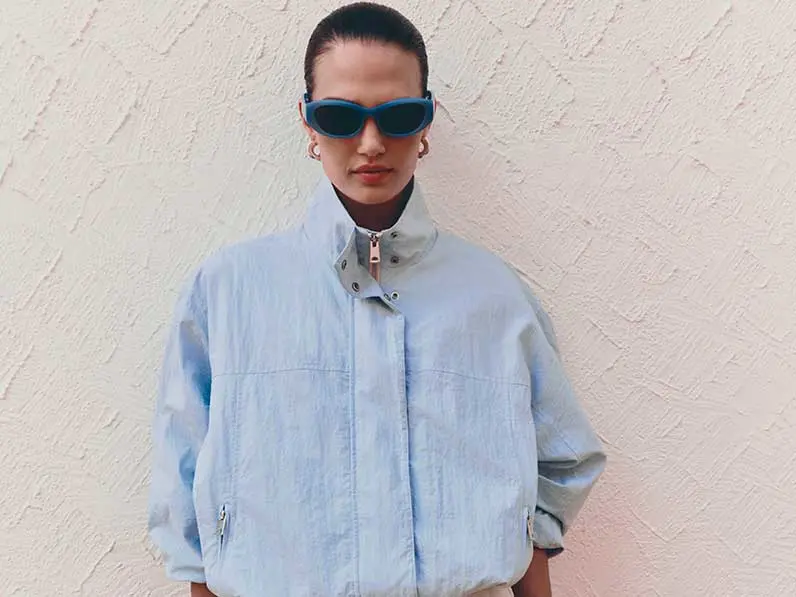 Woman in blue jacket