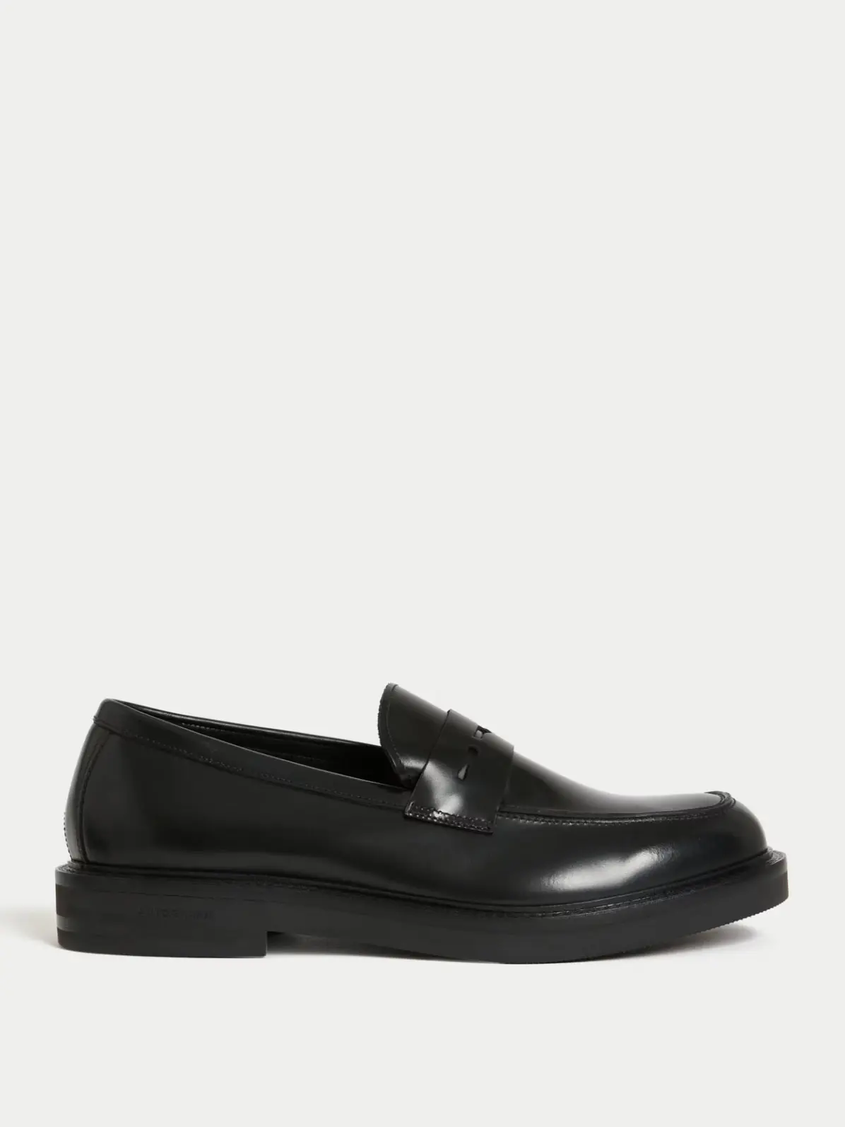 Black leather slip-on loafer
