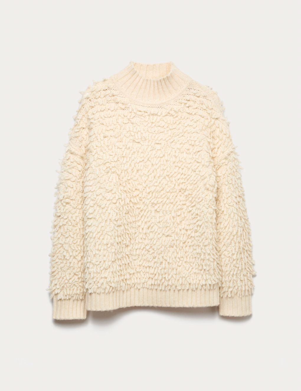 Textured cream jumper with high neck