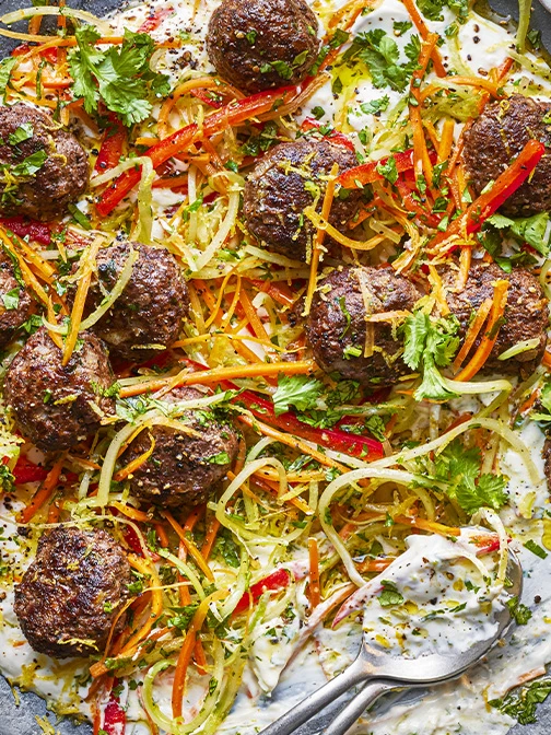 Meatballs with shredded veggies