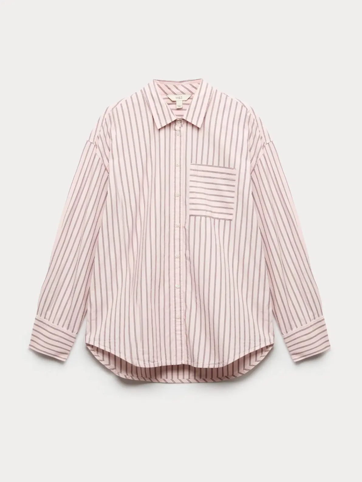 Pink striped shirt with chest pocket 