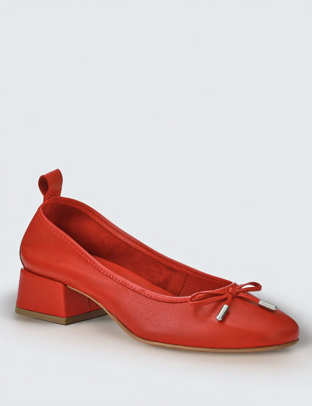 Red block heel ballet pumps