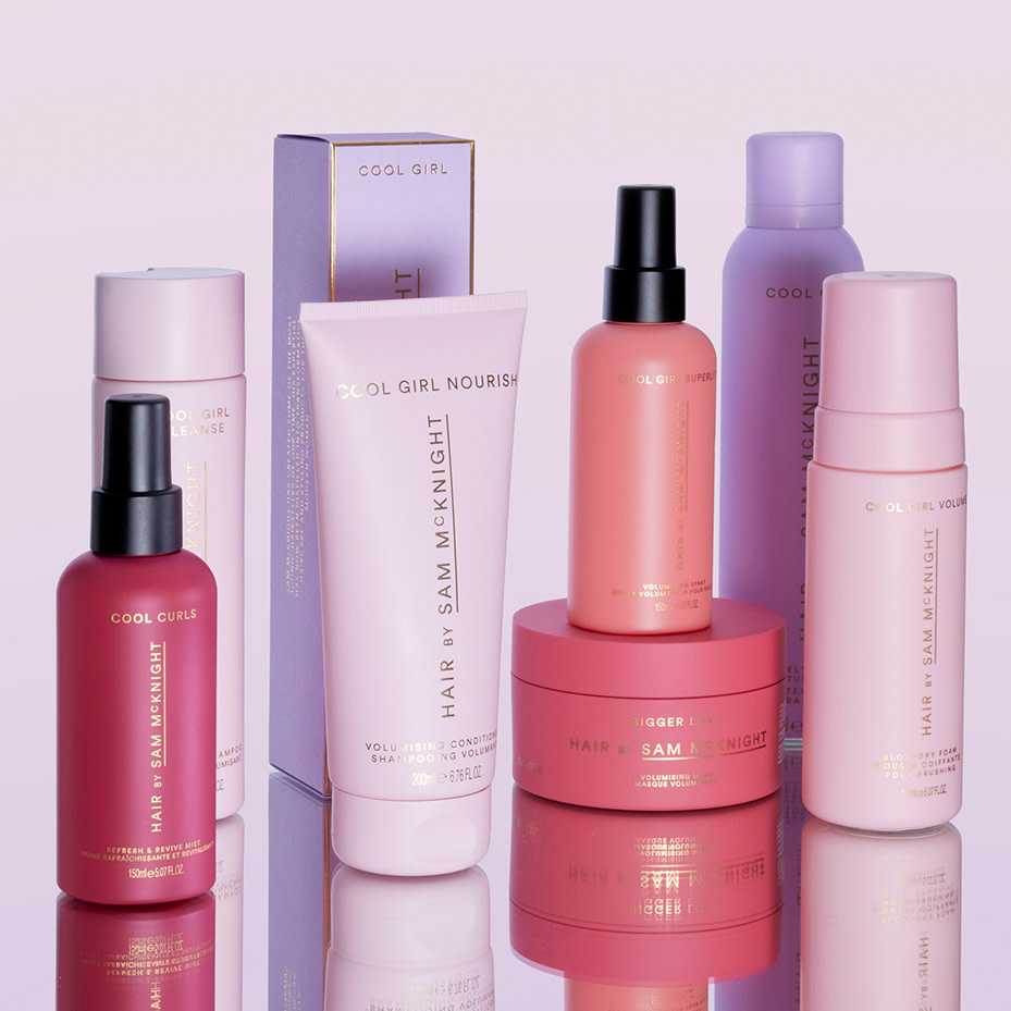 Selection of beauty products. Shop Haircare 