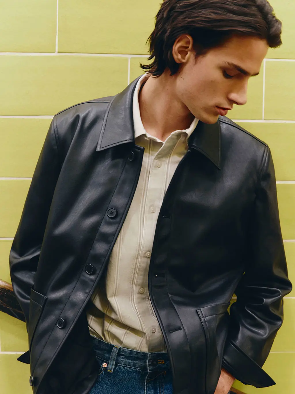 Man in leather jacket