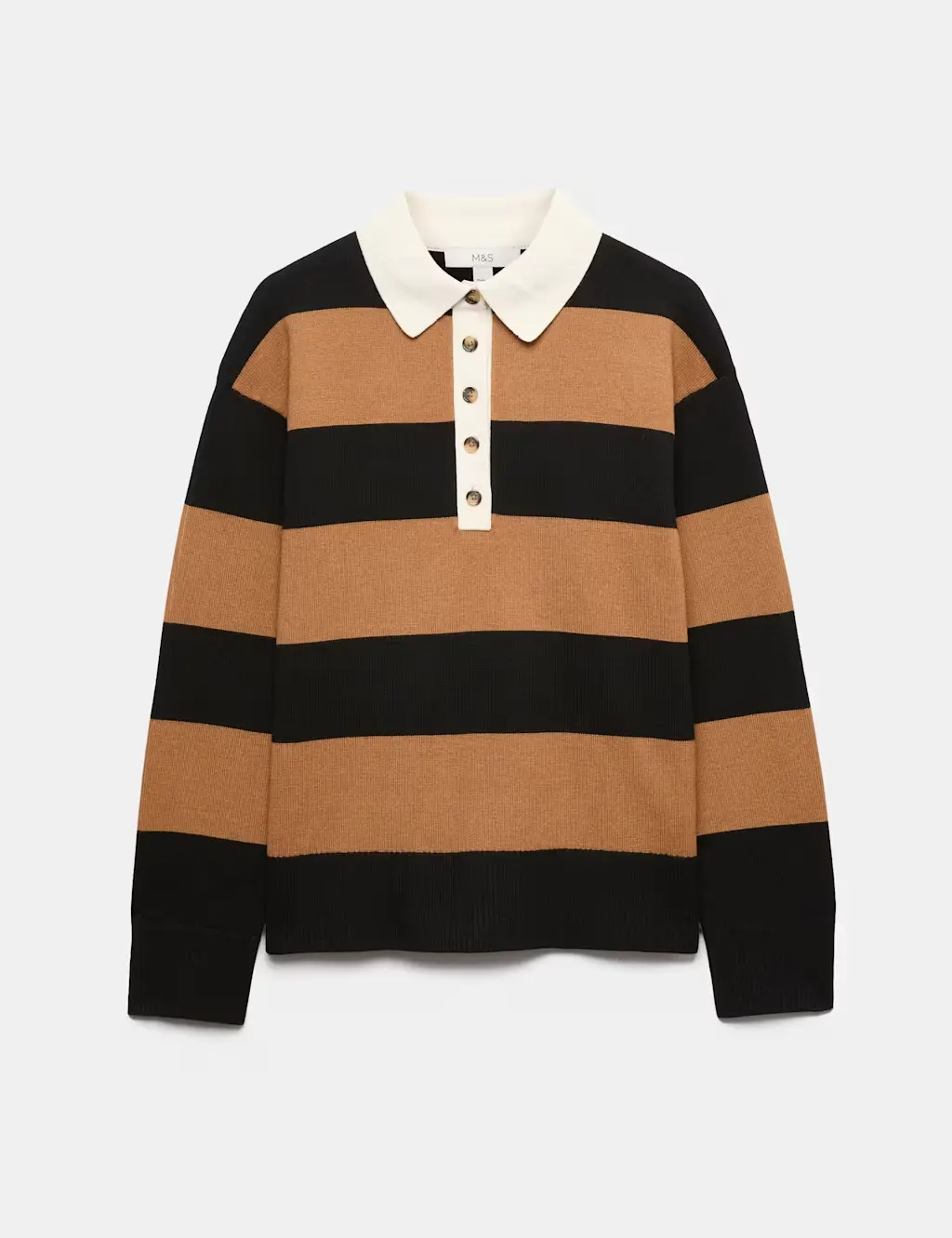Striped Knitted Rugby Top with Wool