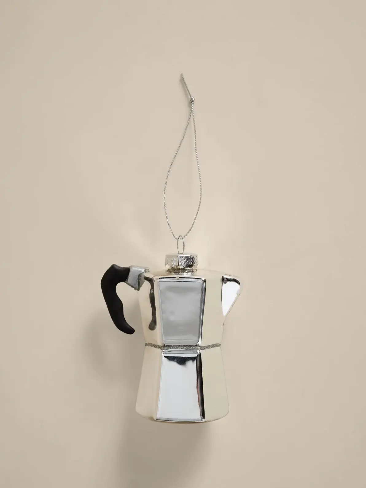 Image of silver moka pot tree decoration