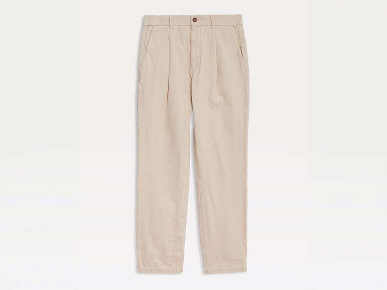 Men's cream regular-fit corduroy trousers