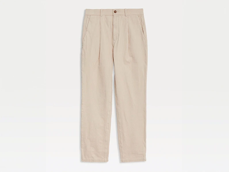 Men's cream regular-fit corduroy trousers