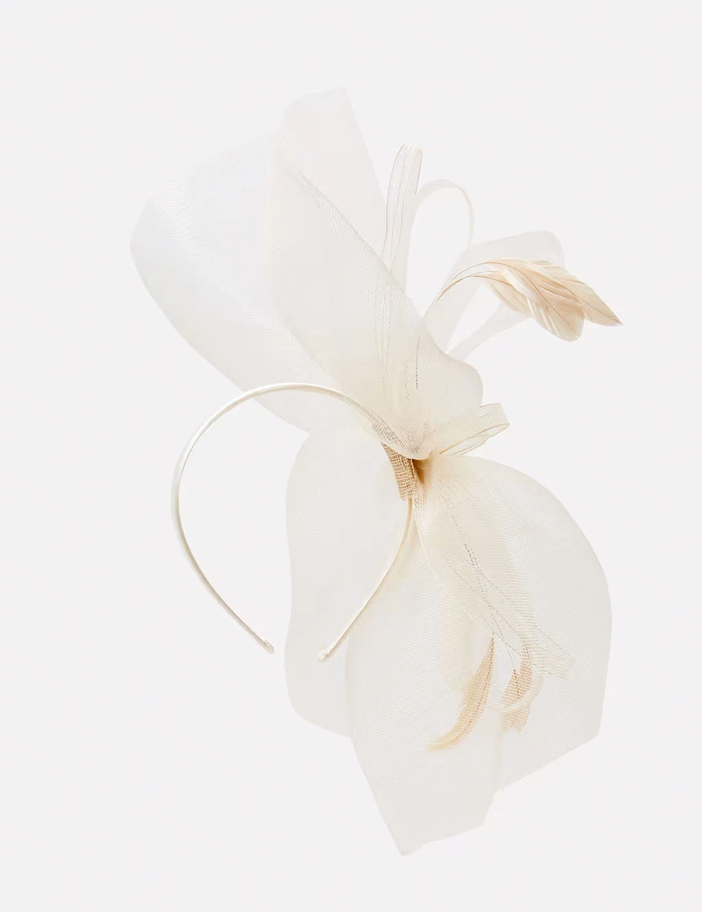 White feather and tulle fascinator 