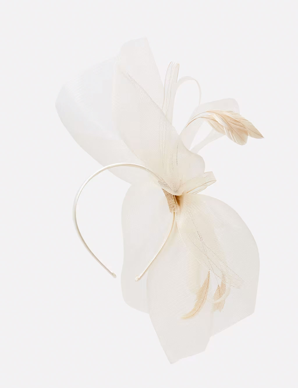 White feather and tulle fascinator