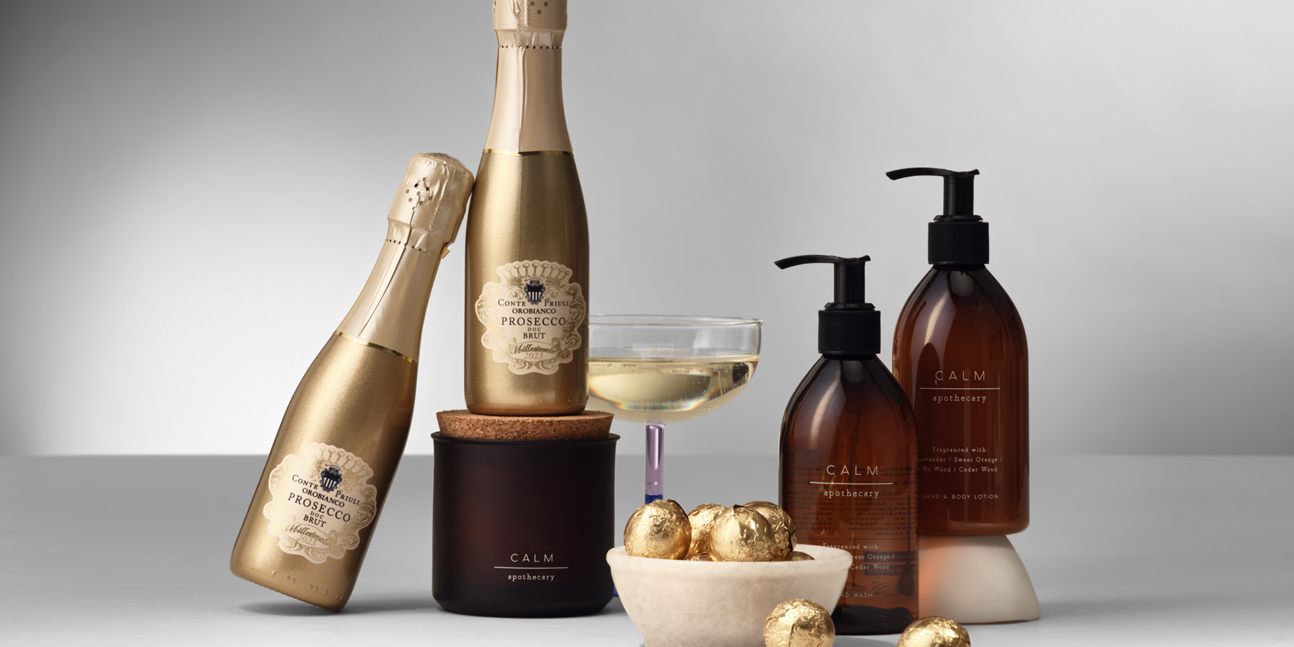 Prosecco and beauty products