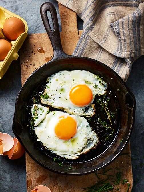 Fried eggs in a pan