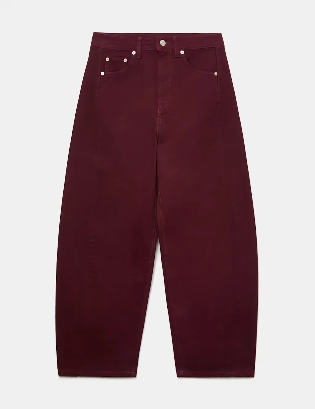 Burgundy barrel jeans