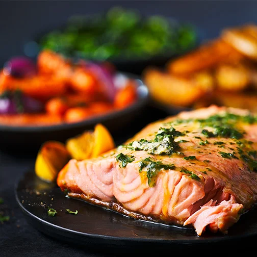 Salmon with a green sauce